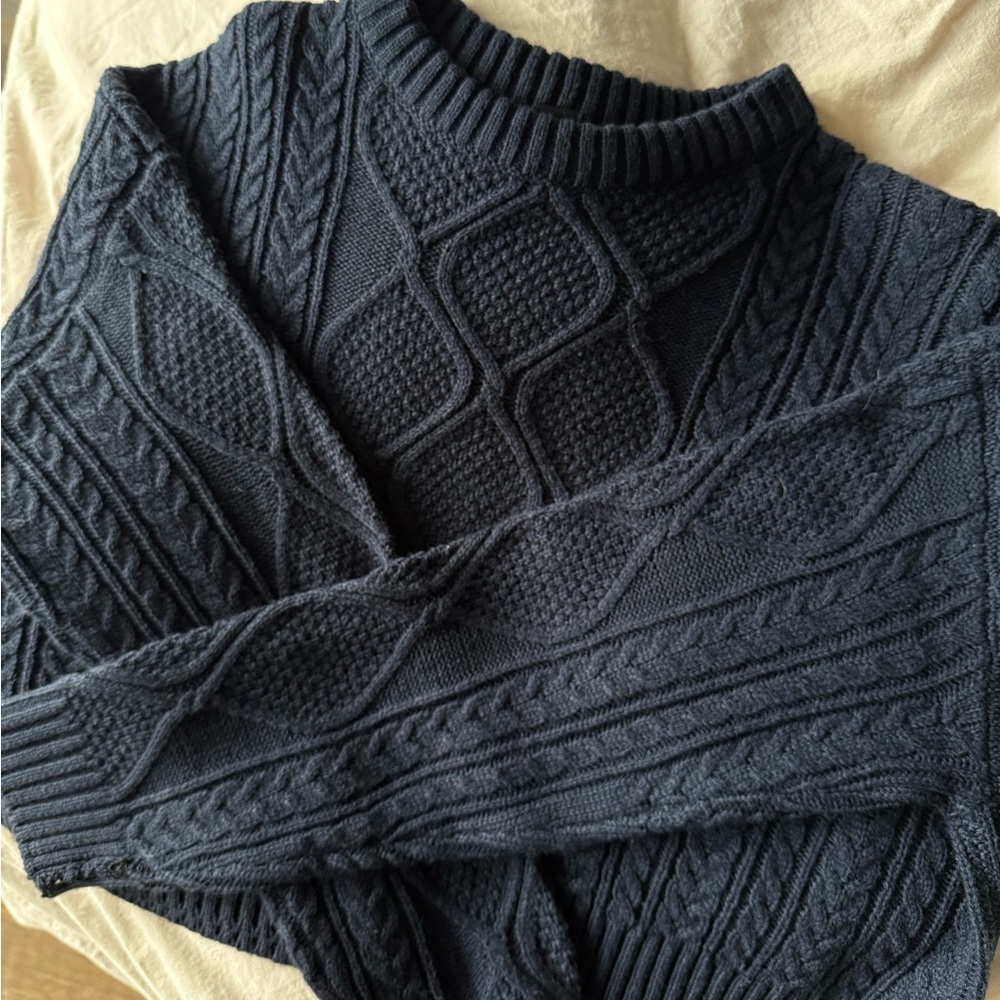 Women’s Cropped Vintage Navy Knitted Sweater